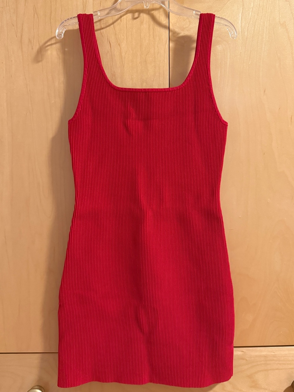 Babaton Sculpt Knit Squareneck Mini Dress red